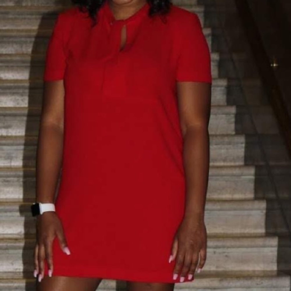 Red Tie around Neck dress